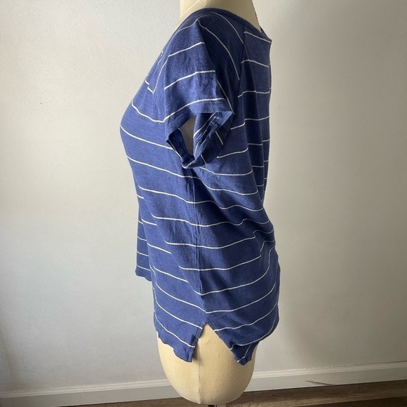 ❤️ MADEWELL Blue Striped Vee Shirt Sz XS - Picture 2 of 4